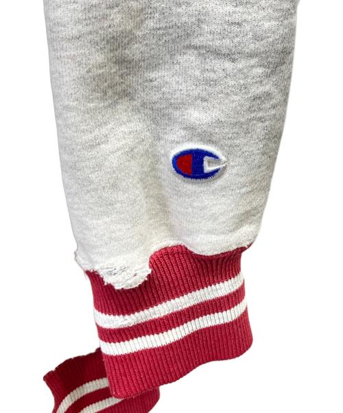 Champion REVERSE WEAVE（チャンピオン リバース ウィーブ）Champion REVERSE WEAVE (チャンピオン リバース ウィーブ) フロント刺繍リブラインスウェット レッド×グレー サイズ:XXLの古着・服飾アイテム