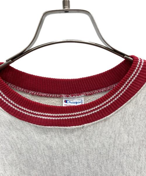 Champion REVERSE WEAVE（チャンピオン リバース ウィーブ）Champion REVERSE WEAVE (チャンピオン リバース ウィーブ) フロント刺繍リブラインスウェット レッド×グレー サイズ:XXLの古着・服飾アイテム
