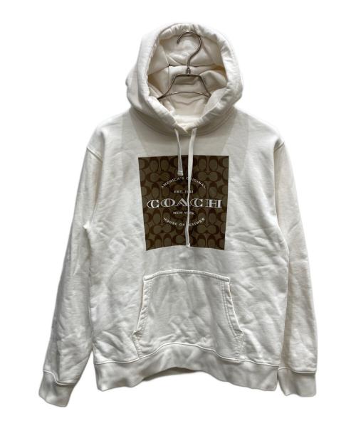 COACH（コーチ）COACH (コーチ) シグネチャースクエアフーディー ホワイト サイズ:MEDIUMの古着・服飾アイテム