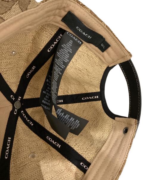 COACH（コーチ）COACH (コーチ) シグネチャー ジャカード ベースボール ハット ベージュ サイズ:M/Lの古着・服飾アイテム