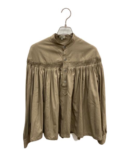 SCYE（サイ）SCYE (サイ) トロピカルウールピンタックバンドカラーシャツ ブラウン サイズ:38の古着・服飾アイテム