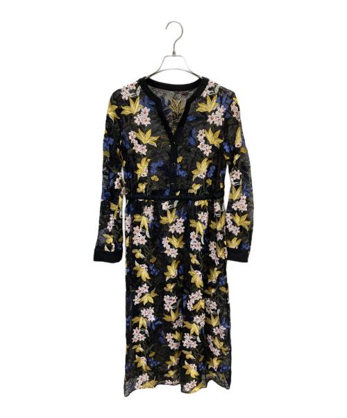 GRACE CONTINENTAL（グレースコンチネンタル）GRACE CONTINENTAL (（グレースコンチネンタル) フラワーライン刺繍ワンピース ブラック サイズ:38の古着・服飾アイテム