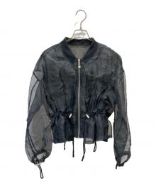 UN3D.（アンスリード）の古着「ギャザーオーガンジーブルゾンシアージャケット」｜ブラック