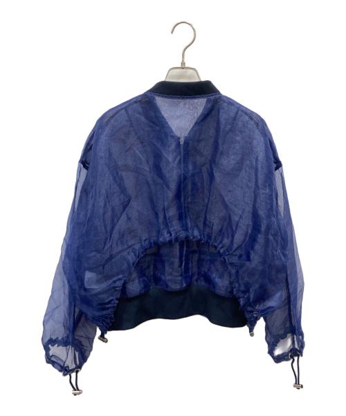 UN3D.（アンスリード）UN3D. (アンスリード) ギャザーオーガンジーブルゾンシアージャケット ネイビー サイズ:Fの古着・服飾アイテム