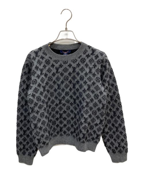 LOUIS VUITTON（ルイ ヴィトン）LOUIS VUITTON (ルイ ヴィトン) ブラッシュドモノグラムクルーネックニット グレー サイズ:Ｍの古着・服飾アイテム