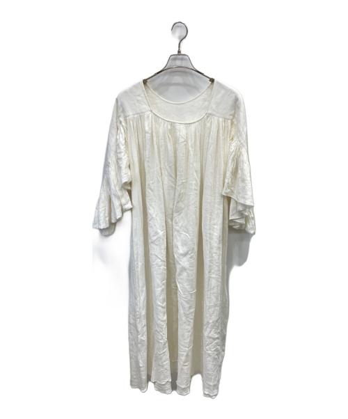 sara mallika（サラマリカ）sara mallika (サラマリカ) Cotton Crape Gather Big Sleeve Dress ホワイト サイズ:表記なしの古着・服飾アイテム