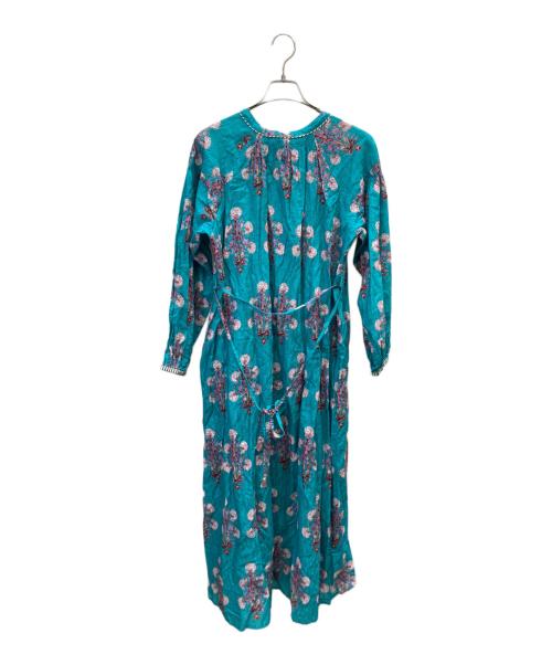 ne quittez pas（ヌキテパ）ne quittez pas (ヌキテパ) Cotton Jacquard Marigold Print Shirring Dress スカイブルー サイズ:Sの古着・服飾アイテム