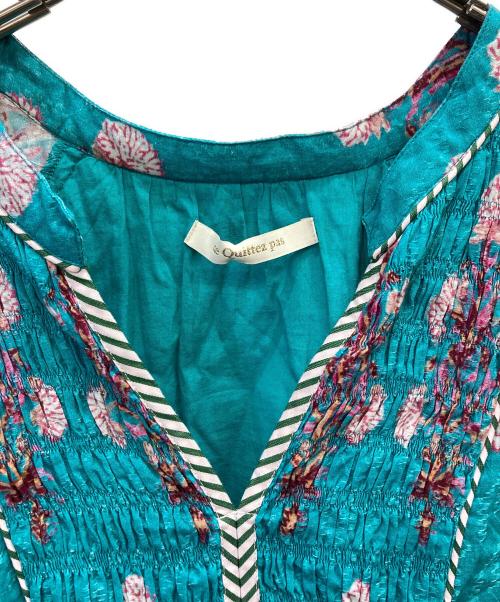 ne quittez pas（ヌキテパ）ne quittez pas (ヌキテパ) Cotton Jacquard Marigold Print Shirring Dress スカイブルー サイズ:Sの古着・服飾アイテム