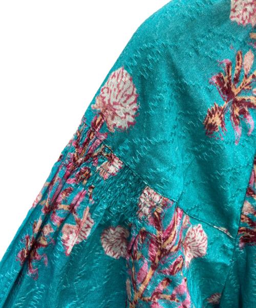 ne quittez pas（ヌキテパ）ne quittez pas (ヌキテパ) Cotton Jacquard Marigold Print Shirring Dress スカイブルー サイズ:Sの古着・服飾アイテム