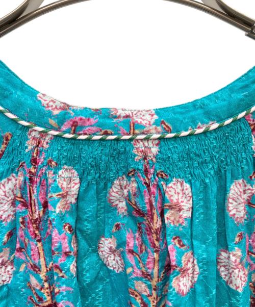 ne quittez pas（ヌキテパ）ne quittez pas (ヌキテパ) Cotton Jacquard Marigold Print Shirring Dress スカイブルー サイズ:Sの古着・服飾アイテム