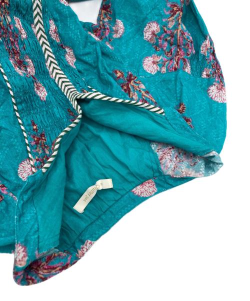 ne quittez pas（ヌキテパ）ne quittez pas (ヌキテパ) Cotton Jacquard Marigold Print Shirring Dress スカイブルー サイズ:Sの古着・服飾アイテム