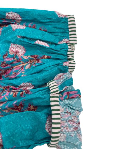 ne quittez pas（ヌキテパ）ne quittez pas (ヌキテパ) Cotton Jacquard Marigold Print Shirring Dress スカイブルー サイズ:Sの古着・服飾アイテム