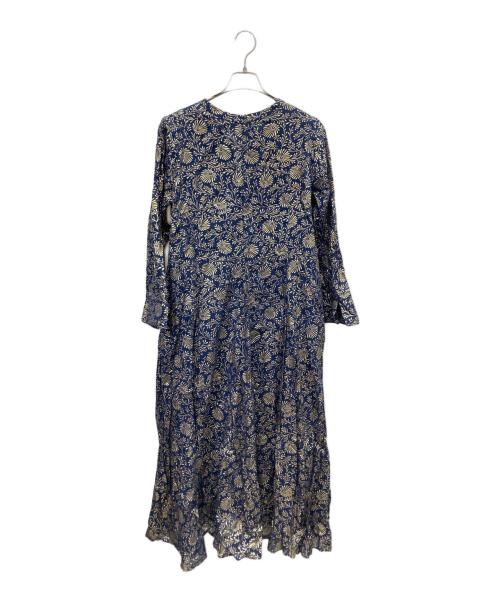 ne quittez pas（ヌキテパ）ne quittez pas (ヌキテパ) コットンボイルホイルフラワープリントパネルドレス ネイビー サイズ:Mの古着・服飾アイテム