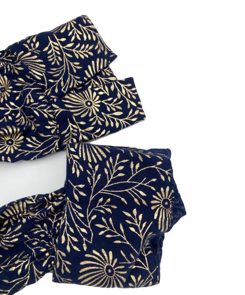 ne quittez pas（ヌキテパ）ne quittez pas (ヌキテパ) コットンボイルホイルフラワープリントパネルドレス ネイビー サイズ:Mの古着・服飾アイテム