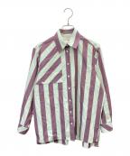 WEEKEND Max Mara×PHANTASIEウィークエンド マックスマーラ×）の古着「ストライプシャツ」｜グリーン×パープル
