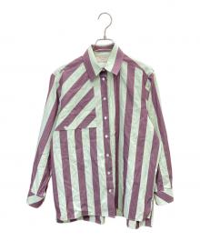 WEEKEND Max Mara×PHANTASIE（ウィークエンド マックスマーラ）の古着「ストライプシャツ」｜グリーン×パープル