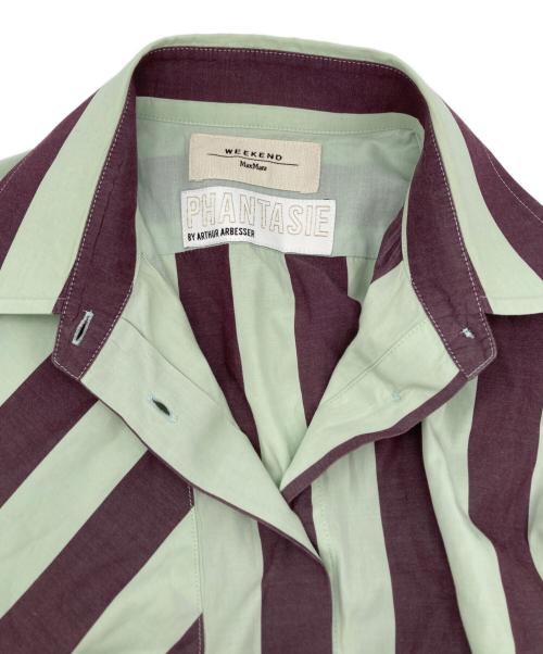 WEEKEND Max Mara（ウィークエンド マックスマーラ）Weekend Max Mara (ウィークエンド マックスマーラ) PHANTASIE ストライプシャツ グリーン×パープル サイズ:36の古着・服飾アイテム