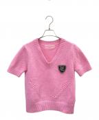ermanno scervinoエルマノシェルビーノ）の古着「ウールカシミヤ半袖ニット」｜ピンク