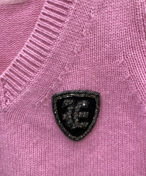 ermanno scervino（エルマノシェルビーノ）ERMANNO SCERVINO (エルマノシェルビーノ) ウールカシミヤ半袖ニット ピンク サイズ:42の古着・服飾アイテム