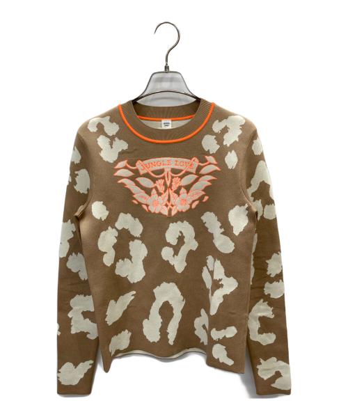 HERMES（エルメス）HERMES (エルメス) ”Jungle Love Fluo” シルク混ニット ブラウン サイズ:38の古着・服飾アイテム