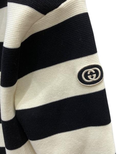 GUCCI（グッチ）GUCCI (グッチ) ショルダージップボーダーニット アイボリー×ブラック サイズ:Sの古着・服飾アイテム