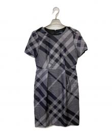 BURBERRY LONDON（バーバリーロンドン）の古着「ノバチェックシルクワンピース」｜ネイビー