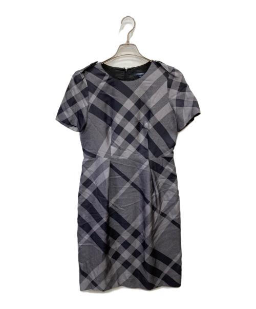 BURBERRY LONDON（バーバリーロンドン）BURBERRY LONDON (バーバリーロンドン) ノバチェックシルクワンピース ネイビー サイズ:Ⅿの古着・服飾アイテム