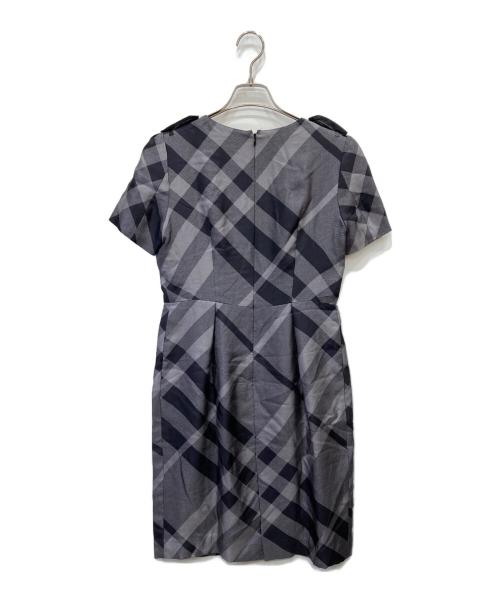 BURBERRY LONDON（バーバリーロンドン）BURBERRY LONDON (バーバリーロンドン) ノバチェックシルクワンピース ネイビー サイズ:Ⅿの古着・服飾アイテム