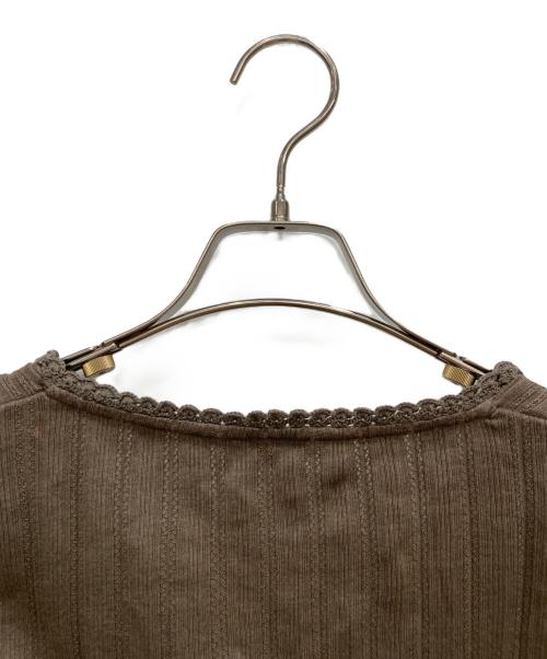 BURBERRY LONDON（バーバリーロンドン）BURBERRY LONDON (バーバリーロンドン) クロシェヘムカーディガン ブラウン サイズ:Sの古着・服飾アイテム