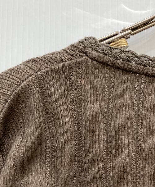 BURBERRY LONDON（バーバリーロンドン）BURBERRY LONDON (バーバリーロンドン) クロシェヘムカーディガン ブラウン サイズ:Sの古着・服飾アイテム