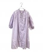 kelenケレン）の古着「コットンシャーリングスリーブデザインドレス」｜ライラック
