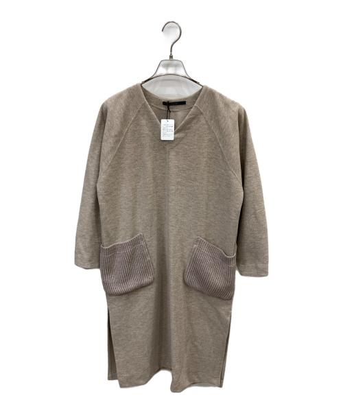 Munich（ミューニック）MUNICH (ミューニック) ウォッシャブルジャージーVネックワンピース ベージュ サイズ:OS 未使用品の古着・服飾アイテム