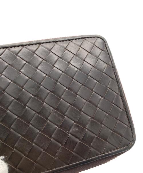 BOTTEGA VENETA（ボッテガベネタ）BOTTEGA VENETA (ボッテガベネタ) イントレチャートラウンドファスナー財布 ブラウンの古着・服飾アイテム