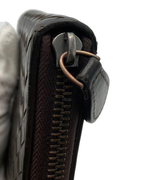 BOTTEGA VENETA（ボッテガベネタ）BOTTEGA VENETA (ボッテガベネタ) イントレチャートラウンドファスナー財布 ブラウンの古着・服飾アイテム