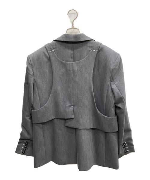 OMMO（オーエムエムオー）OMMO (オーエムエムオー) VEST LAYERED BIG SHOULDER JK グレー サイズ:Ｍの古着・服飾アイテム