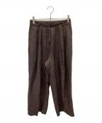 TODAYFULトゥデイフル）の古着「Tuck Linen Trousers」｜ブラウン