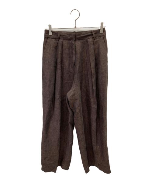 TODAYFUL（トゥデイフル）TODAYFUL (トゥデイフル) Tuck Linen Trousers ブラウン サイズ:38の古着・服飾アイテム