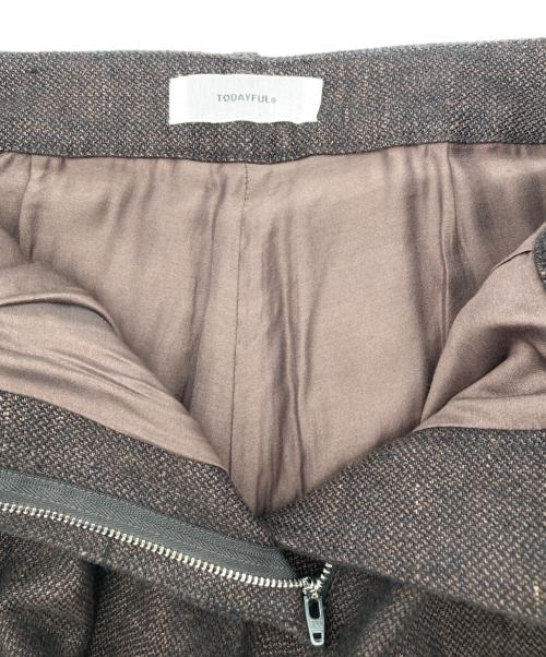 TODAYFUL（トゥデイフル）TODAYFUL (トゥデイフル) Tuck Linen Trousers ブラウン サイズ:38の古着・服飾アイテム