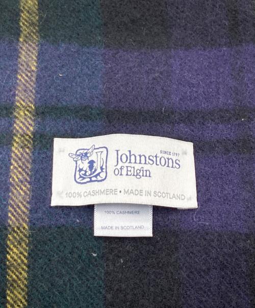 JOHNSTONS OF ELGIN（ジョンストンズオブエルガン）JOHNSTONS OF ELGIN (ジョンストンズオブエルガン) カシミヤタータンチェック大判マフラー ネイビー×グリーンの古着・服飾アイテム