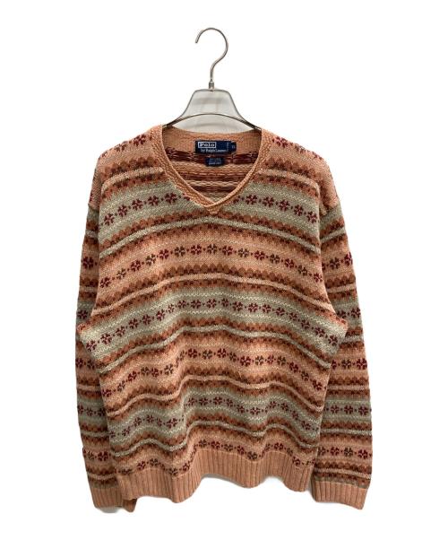 POLO RALPH LAUREN（ポロ・ラルフローレン）POLO RALPH LAUREN (ポロ・ラルフローレン) HAND KNIT コットンリネンニット ベージュ サイズ:XLの古着・服飾アイテム