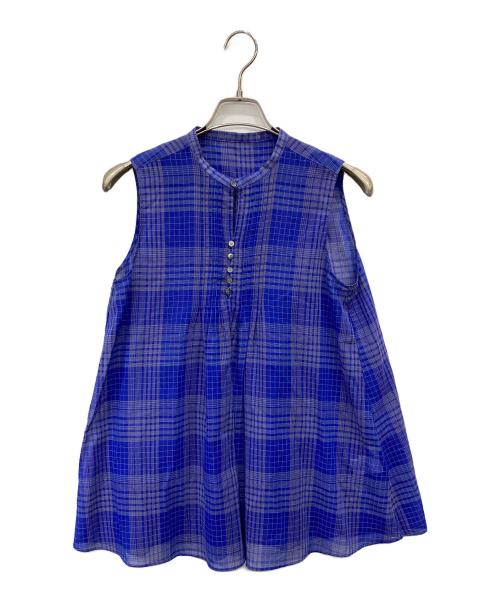 MACPHEE（マカフィー）MACPHEE (マカフィー) コットンオーガンジーノースリーブブラウス ブルー サイズ:36の古着・服飾アイテム
