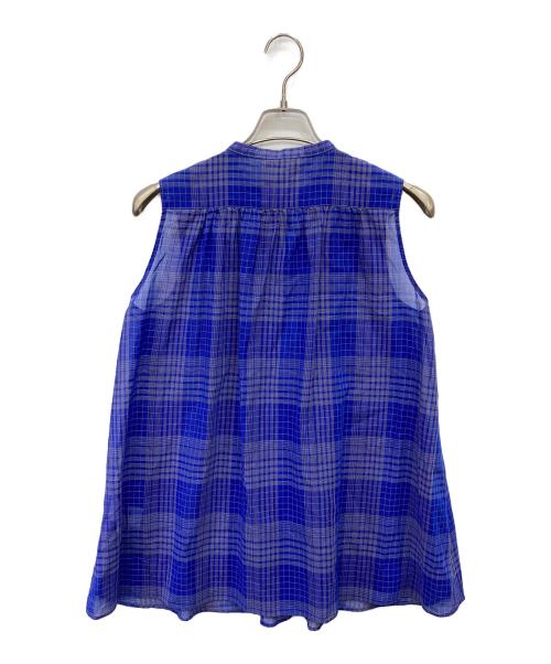 MACPHEE（マカフィー）MACPHEE (マカフィー) コットンオーガンジーノースリーブブラウス ブルー サイズ:36の古着・服飾アイテム