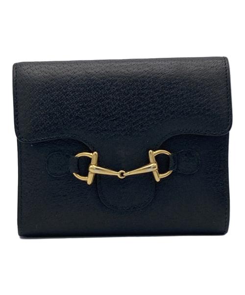 GUCCI（グッチ）GUCCI (グッチ) ホースビット2つ折り財布 ブラックの古着・服飾アイテム