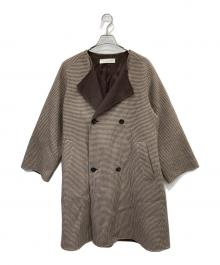 GALERIE VIE（ギャルリーヴィー）の古着「ウールダブルフェイスダブルブレストノーカラーコート」｜ブラウン