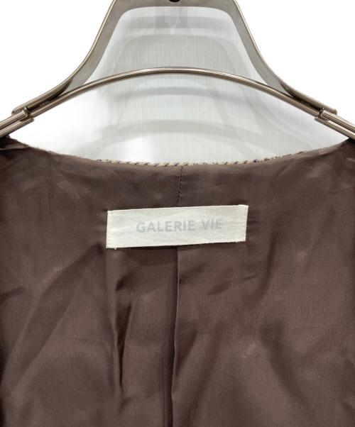 GALERIE VIE（ギャルリーヴィー）GALERIE VIE (ギャルリーヴィー) ウールダブルフェイスダブルブレストノーカラーコート ブラウン サイズ:36の古着・服飾アイテム