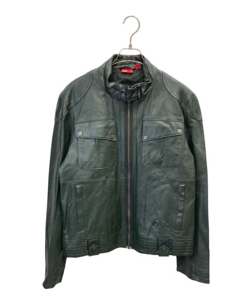 PUMA（プーマ）PUMA (プーマ) DUCATI (ドゥカティ) ピッグレザージャケット グリーン サイズ:Mの古着・服飾アイテム