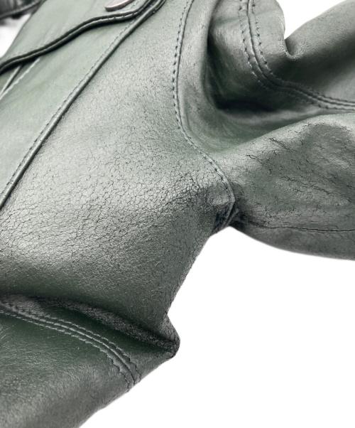 PUMA（プーマ）PUMA (プーマ) DUCATI (ドゥカティ) ピッグレザージャケット グリーン サイズ:Mの古着・服飾アイテム