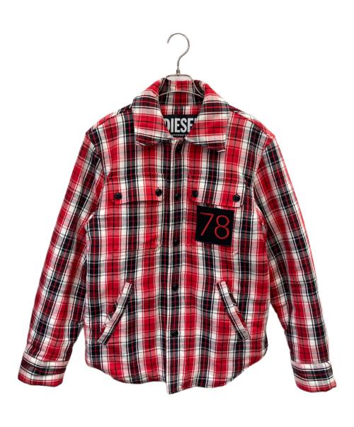 DIESEL（ディーゼル）DIESEL (ディーゼル) リバーシブル中綿チェックジャケット レッド サイズ:Sの古着・服飾アイテム