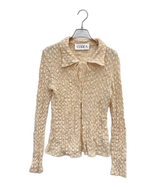 CODE A（コードエー）CODE A (コードエー) shrink lace blouse（シュリンク レース ブルゾン） ベージュ サイズ:FREEの古着・服飾アイテム