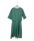 ふりふフリフ）の古着「背開き和モダン花柄ワンピース」｜グリーン